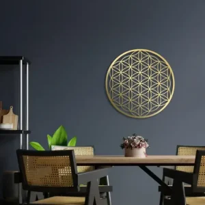 Déco Murale Fleur de Vie Métal Doré 40 cm
