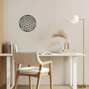 Déco Murale Fleur de Vie Métal Noir 28 cm