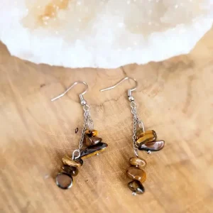 Boucles d&rsquo;oreilles « Protection & Confiance » Oeil de Tigre