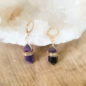 Boucles d&rsquo;oreilles pointe « Sérénité » Améthyste