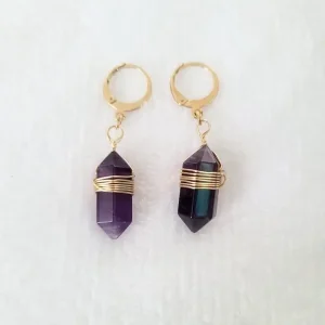 Boucles d&rsquo;oreilles pointe « Sérénité » Améthyste