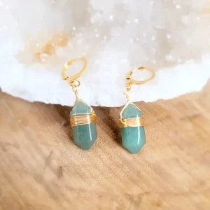 Boucles d&rsquo;oreilles pointe « Chance » Aventurine