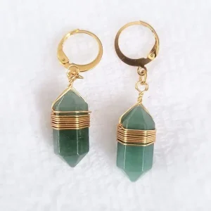 Boucles d&rsquo;oreilles pointe « Chance » Aventurine
