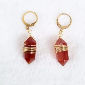 Boucles d&rsquo;oreilles pointe « Vitalité » Cornaline