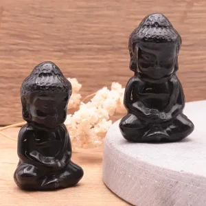 Bouddha en Obsidienne noire – 50 mm