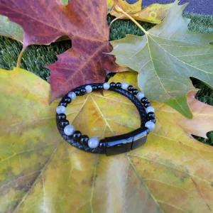Bracelet Cuir-Labradorite-Onyx