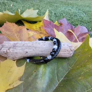 Bracelet « Énergie Protectrice » – Cuir, Labradorite & Onyx